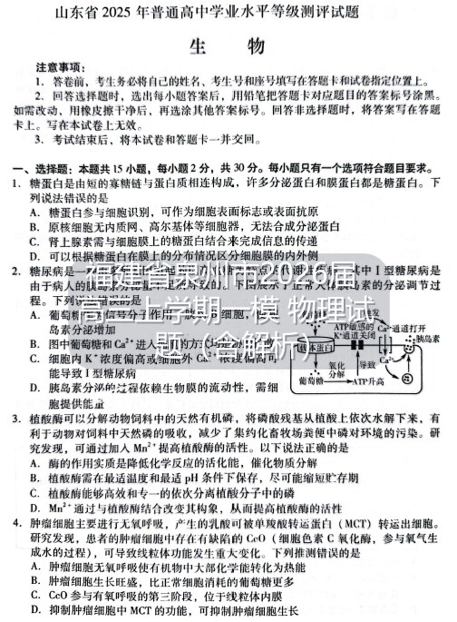 福建省泉州市2026届高三上学期一模 物理试题(含解析)-博学客